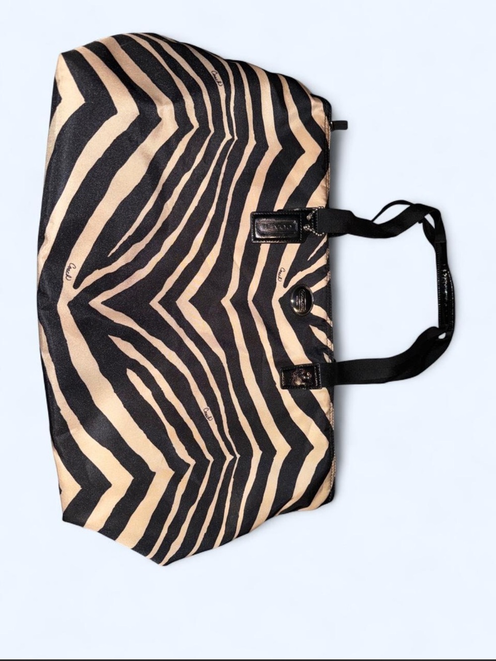 Vintage Coach Zebra-Print Tote Bag - Black & Cream